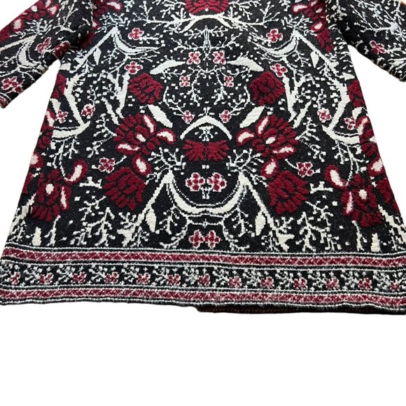 MaxSport Size M Black Red Floral Bohemian Longline Open Cardigan Duster Sweater - Picture 3 of 16